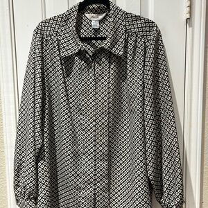 Geometric Black and White Blouse